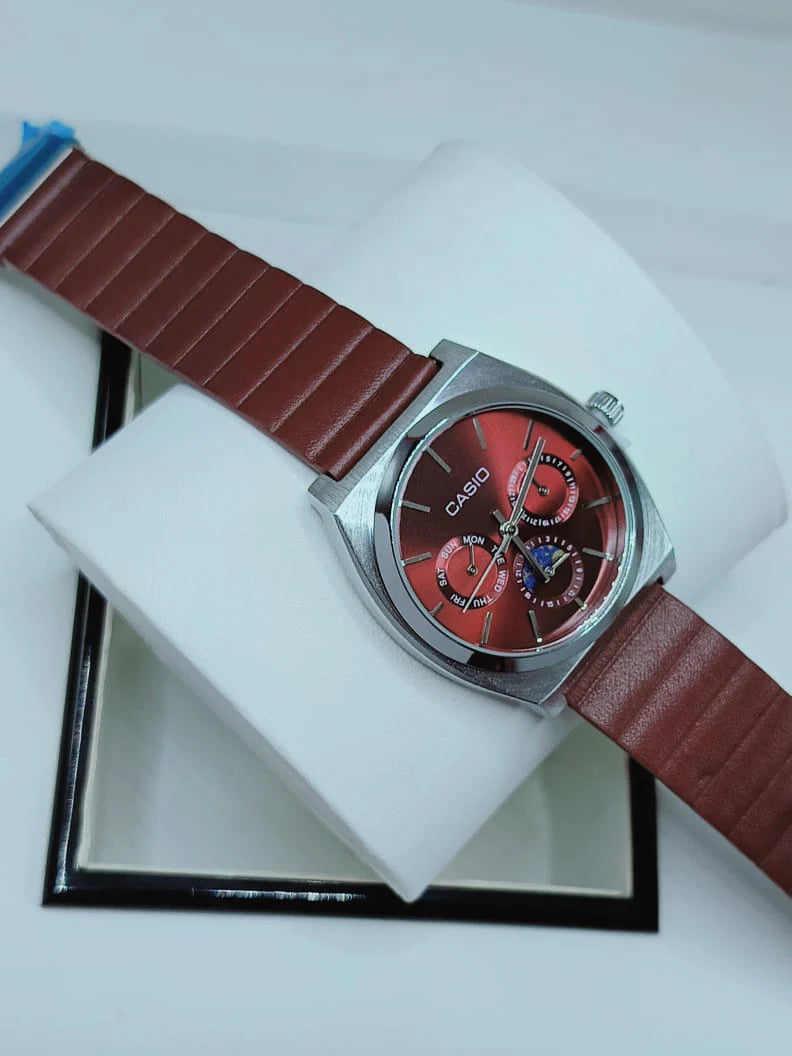CA UrbanMaster Elegant Brown Leather Watch with Lunar Subdial