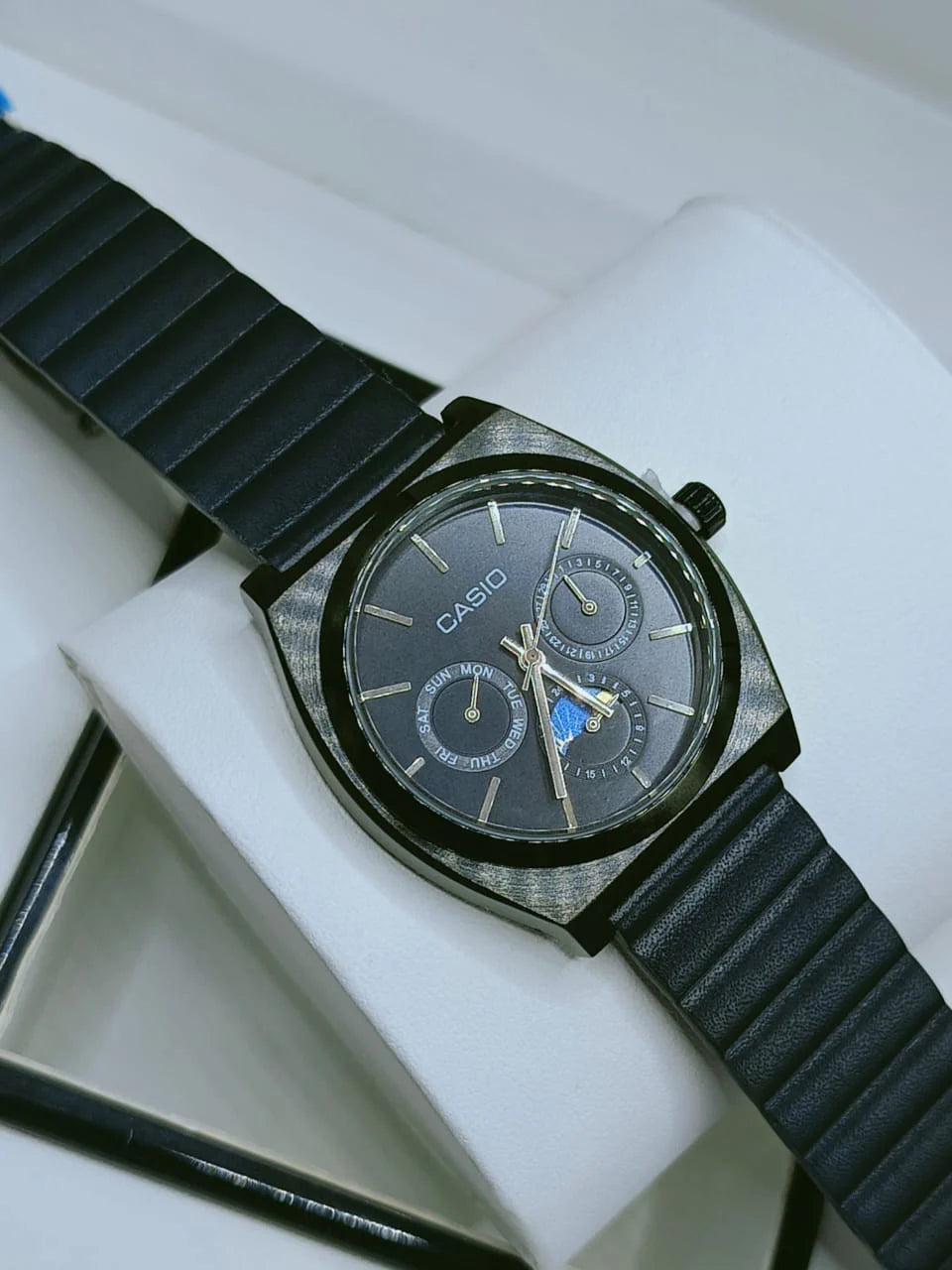 CA UrbanMaster Elegant Brown Leather Watch with Lunar Subdial