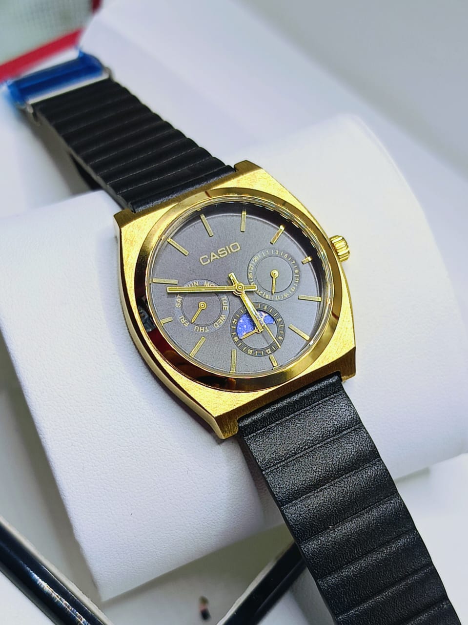CA UrbanMaster Elegant Brown Leather Watch with Lunar Subdial