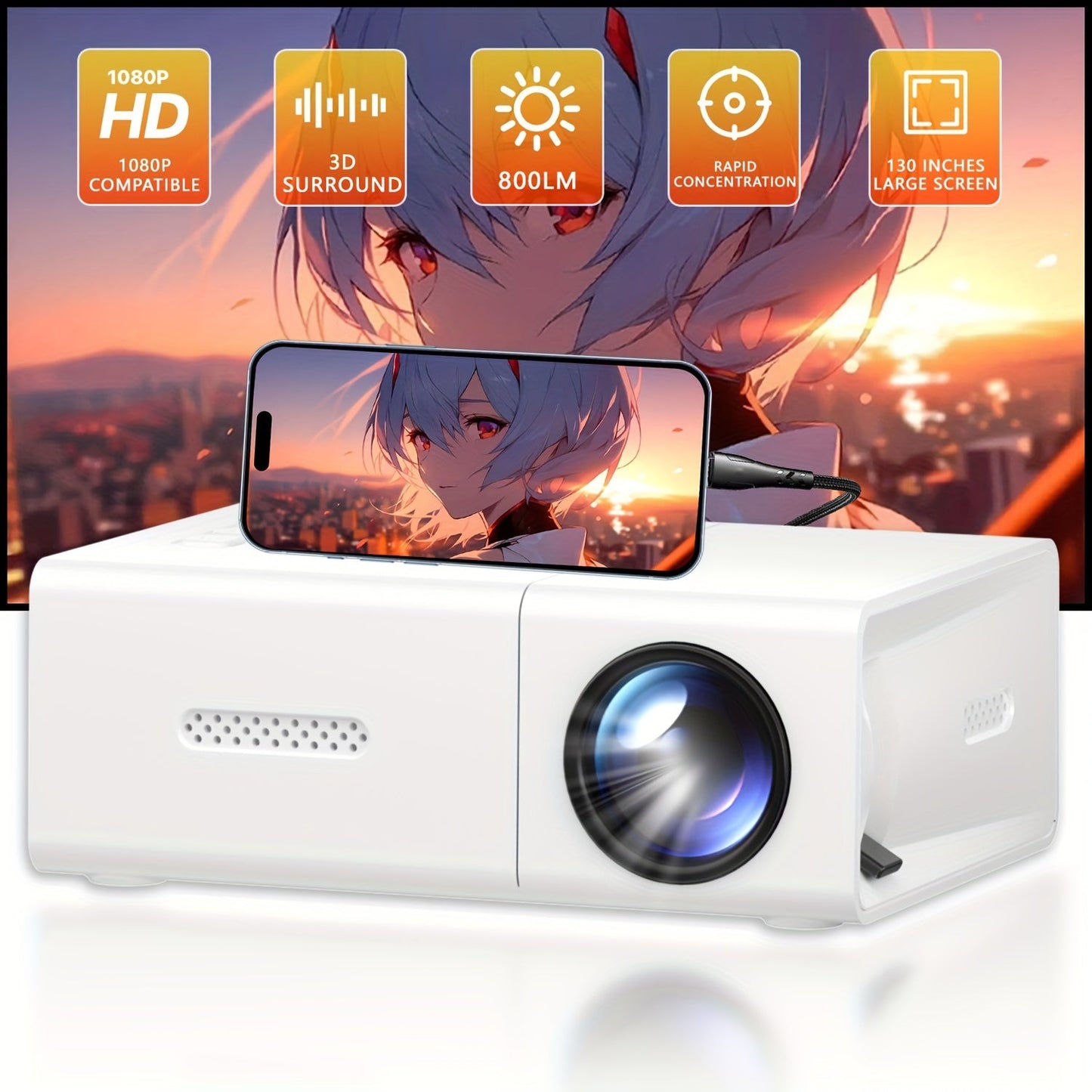 Meer Mini Projector YG-300 | Portable HD Home Theater for Movies, Kids & Travel