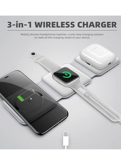MagFold 3-in-1 Wireless Charger  Charge Phone, Watch & Pods Together