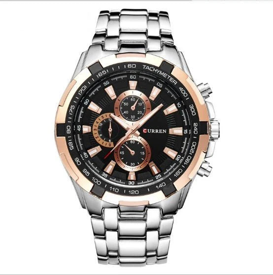 TimeElite Men’s Luxury Quartz Watch with Stainless Steel Strap