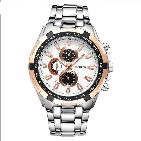 TimeElite Men’s Luxury Quartz Watch with Stainless Steel Strap