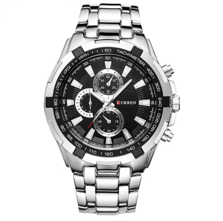 TimeElite Men’s Luxury Quartz Watch with Stainless Steel Strap