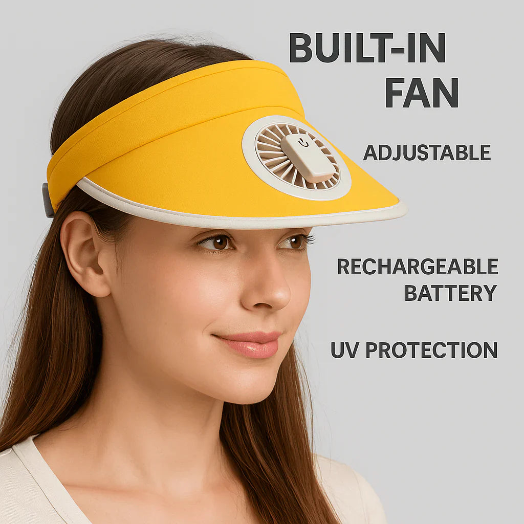 CoolBreeze Cap Mini Sun Hat with Built-In Cooling Fan