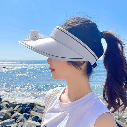 CoolBreeze Cap Mini Sun Hat with Built-In Cooling Fan
