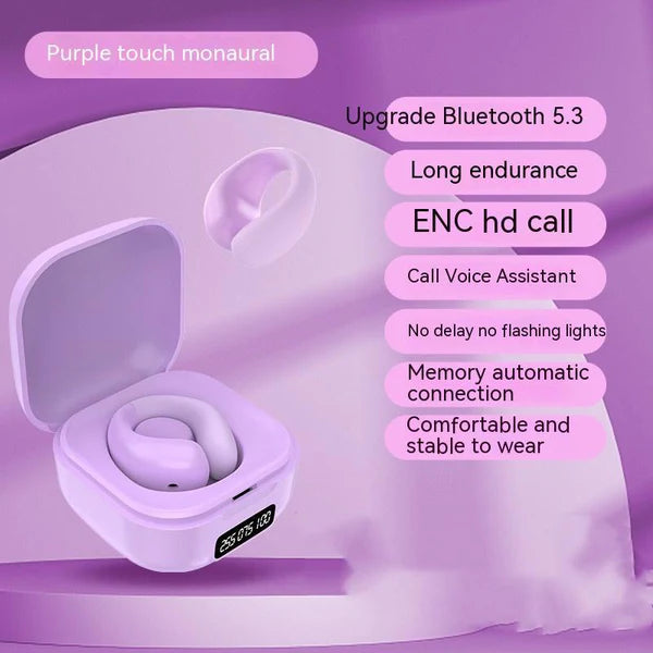 Wireless Earclip Bluetooth 5.3 Earbuds with LED Display & 12D Surround Sound