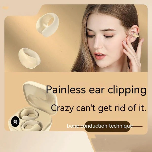Wireless Earclip Bluetooth 5.3 Earbuds with LED Display & 12D Surround Sound