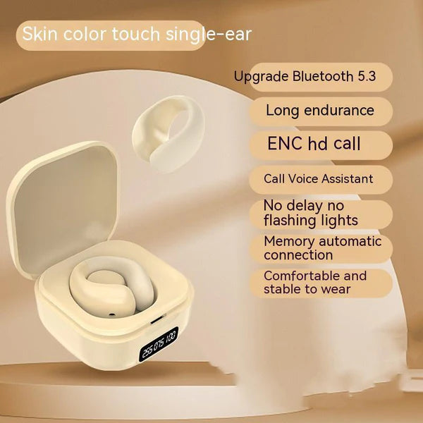 Wireless Earclip Bluetooth 5.3 Earbuds with LED Display & 12D Surround Sound