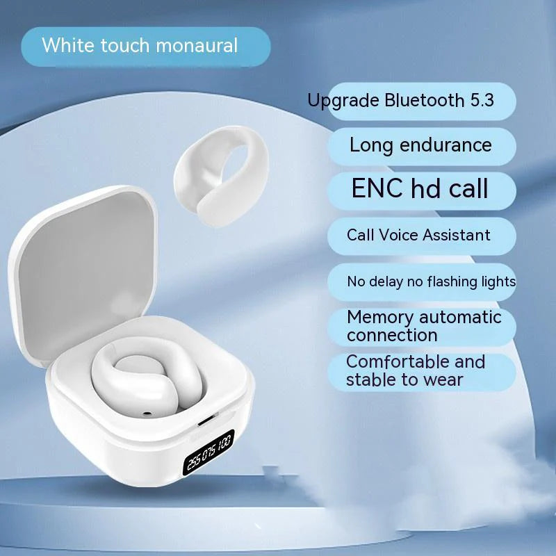 Wireless Earclip Bluetooth 5.3 Earbuds with LED Display & 12D Surround Sound