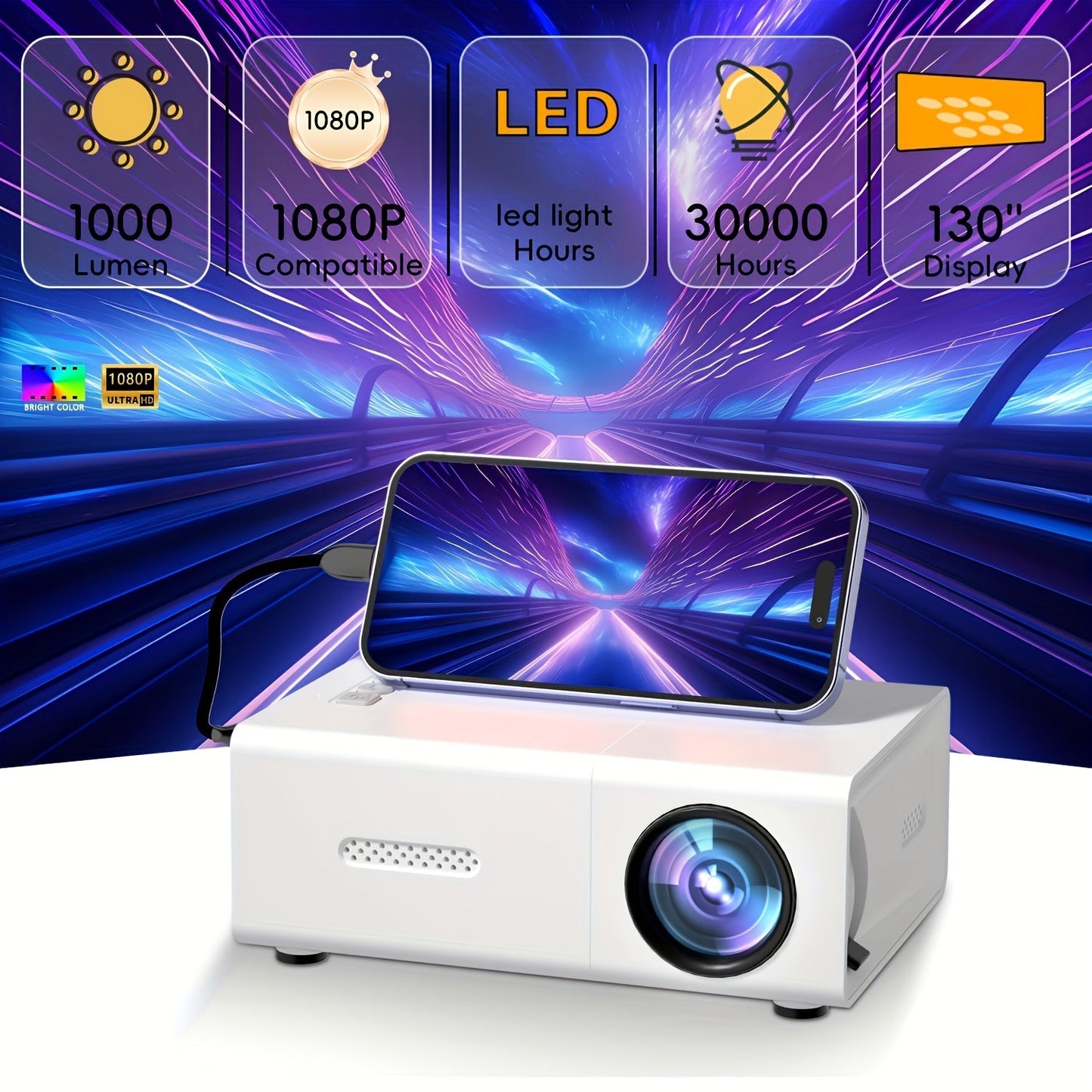 Meer Mini Projector YG-300 | Portable HD Home Theater for Movies, Kids & Travel